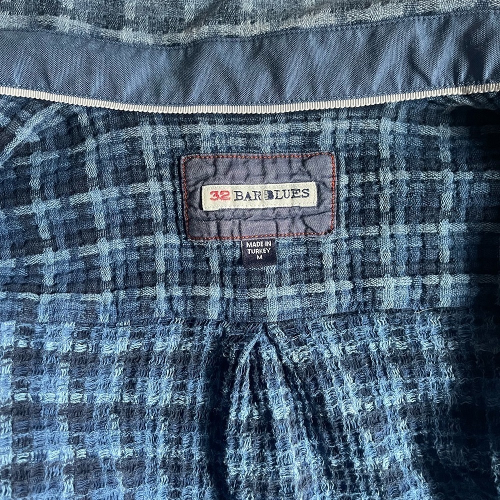 32 BARBLUES Men's Blue Plaid Shirt SIZE Medium - Picture 6 of 16